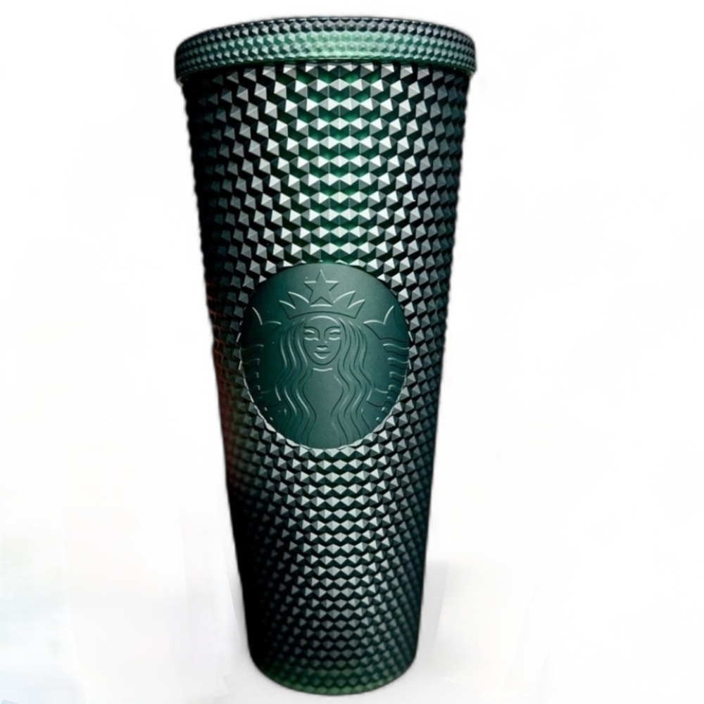 NWT Starbucks Diamond Studded Texture Matte Dark Green Tumbler Cold Cup 2022